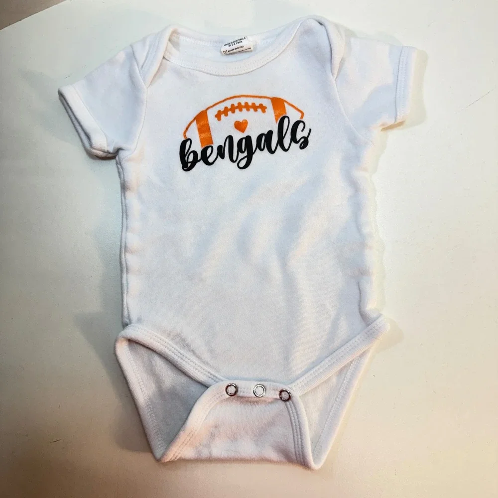 Cincinnati Bengals Bodysuit Kids 3-6M White Black Football One Piece Game Day